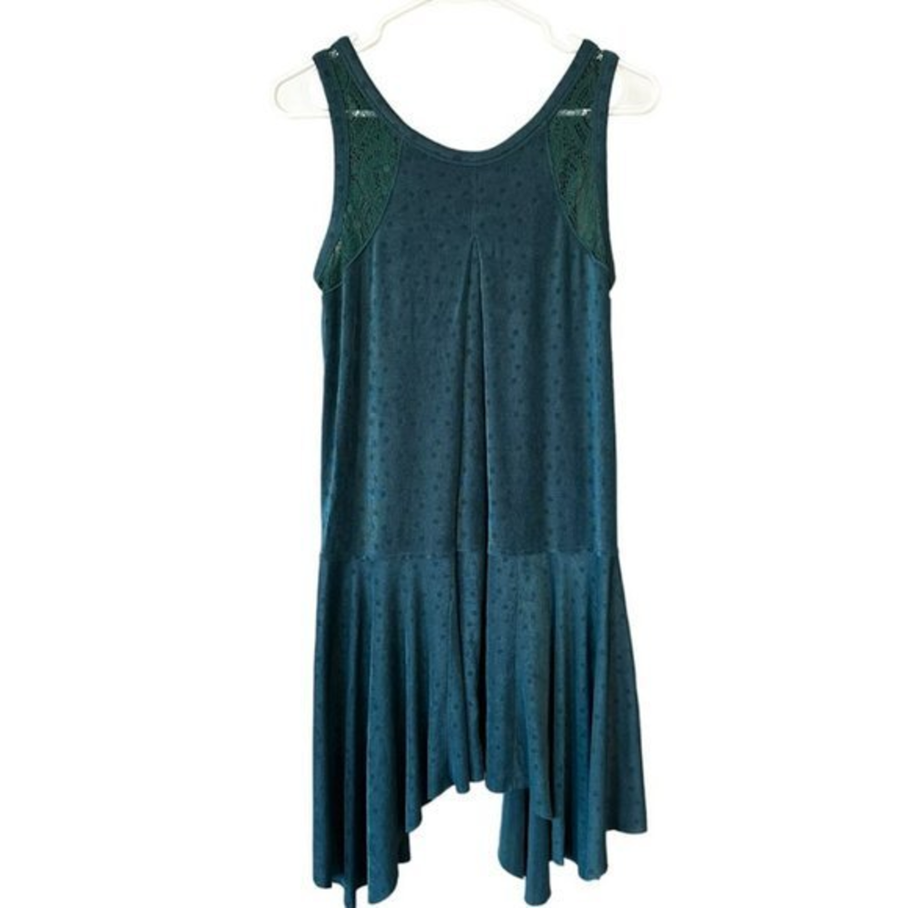 Free People Emerald Green Make It Count Crochet Lace Polka‎ Dot Swing Dress S